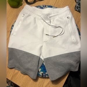 American Eagle Outfitters White and Gray Athletic Shorts